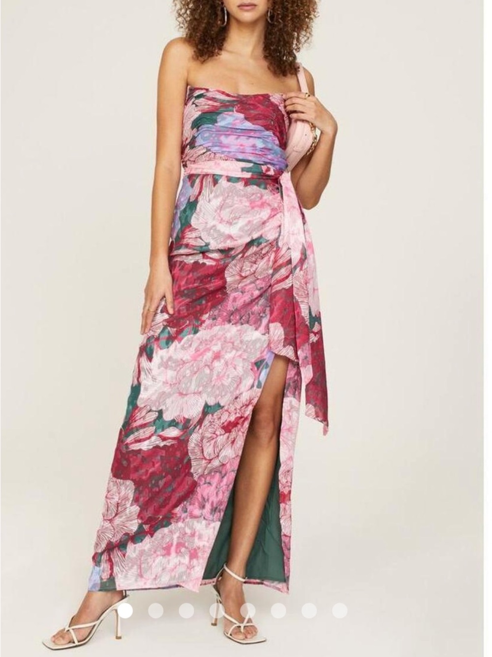 Hutch Strapless Floral Maxi Dress in Pink and Green